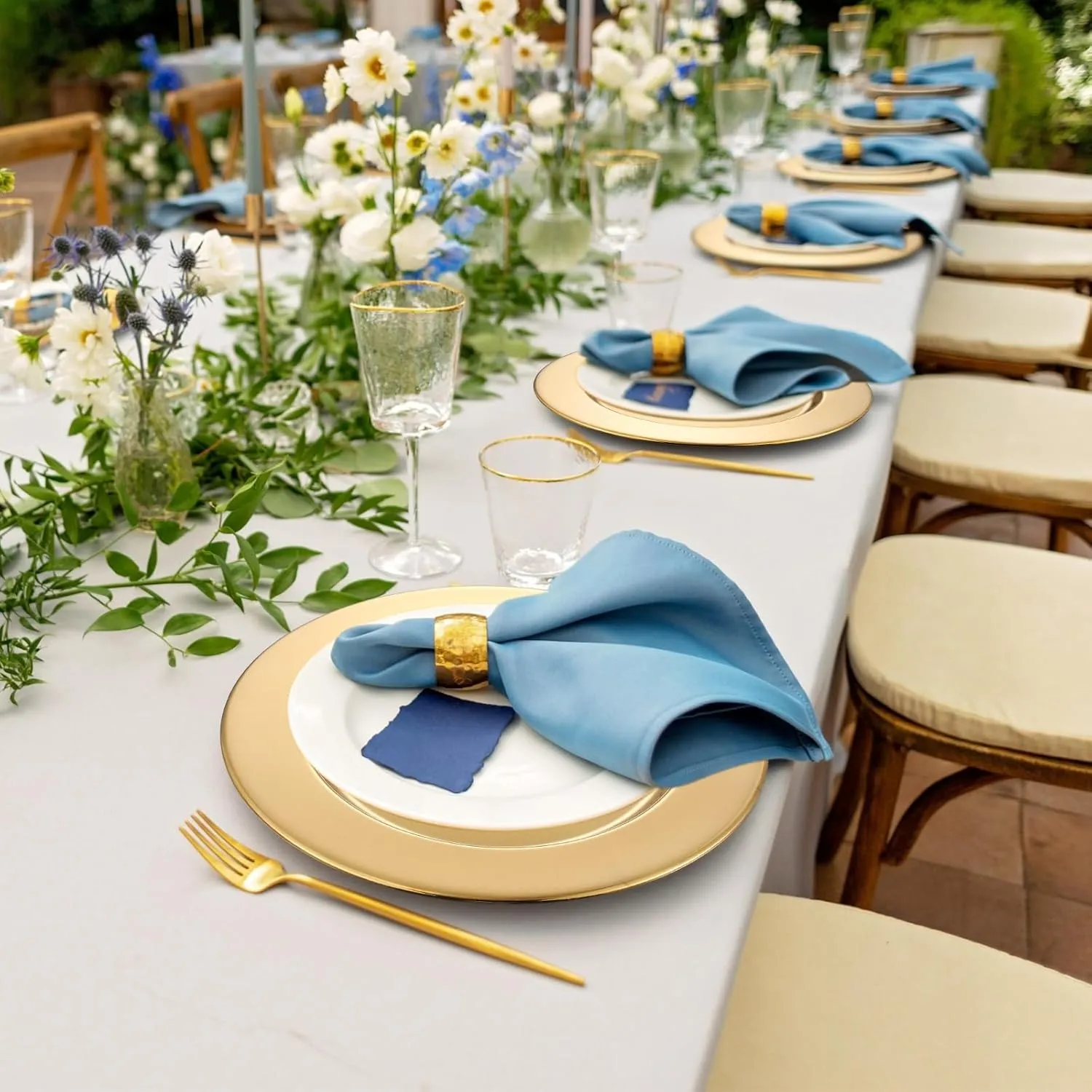 Vesici 12 Pcs Gold Stainless Steel Charger Plates 13 Inch Round Metal Charger Plates Bulk Mirror Elegant Charger Luxury Table Decor for Wedding Dinner Party