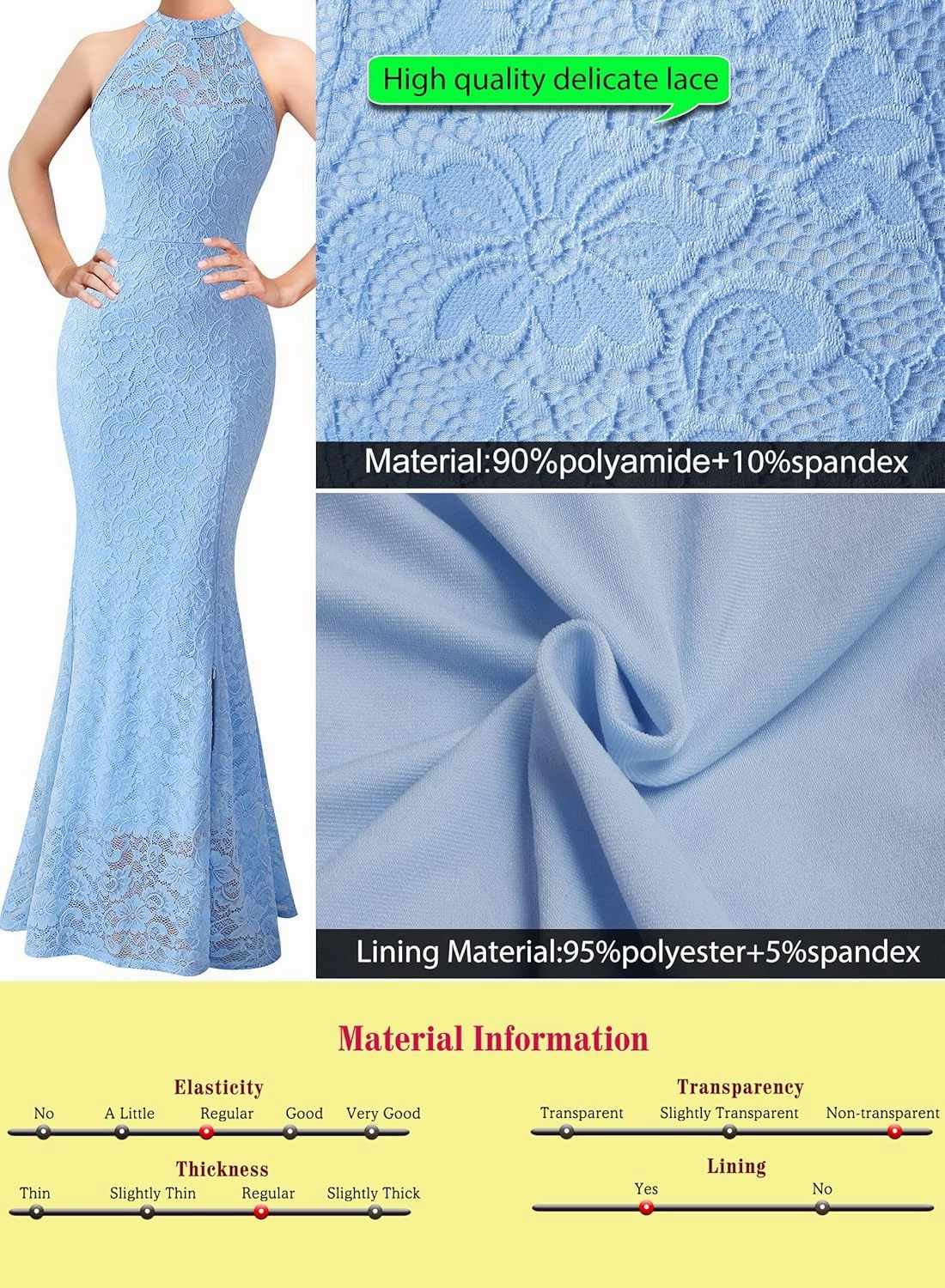 VFSHOW Womens Formal Sexy Halter High Slit Prom Wedding Guest Maxi Dress 2023 Illusion Sweetheart Neckline Evening Long Gown