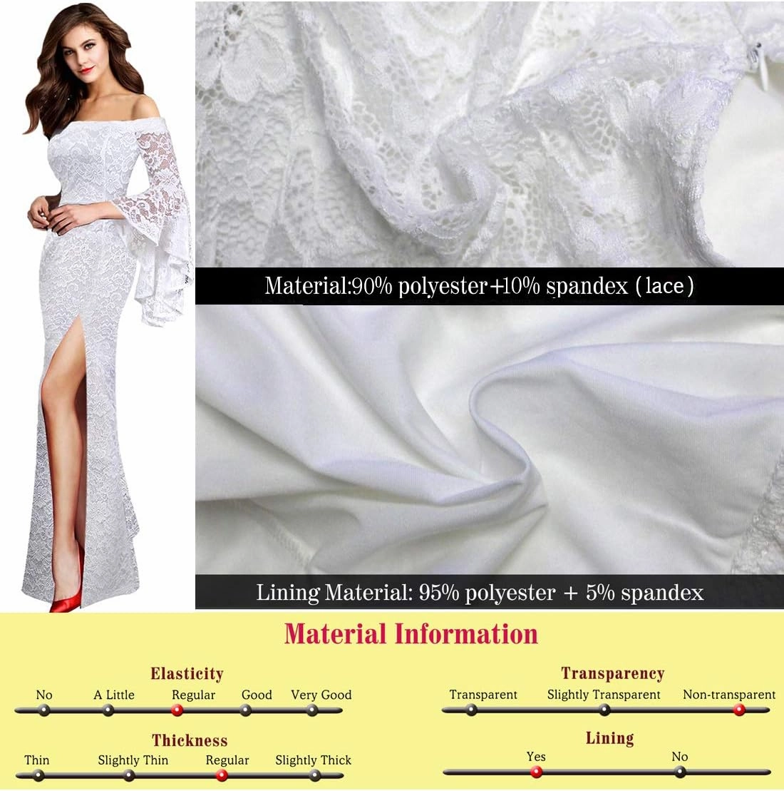 VFSHOW Womens Off Shoulder Bell Sleeve Formal Evening Wedding Party Maxi Dress
