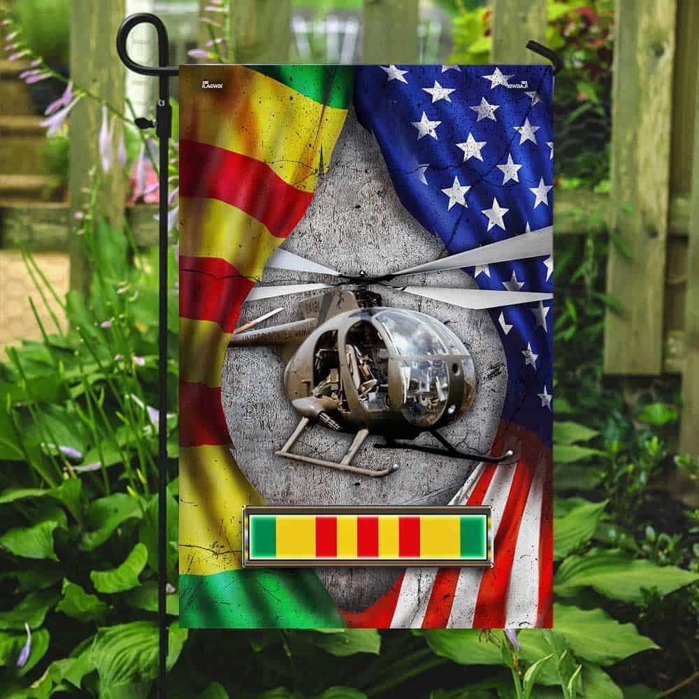 Vietnam Veteran Flag OH-6 Helicopter Never Forget DBD2687Fv5