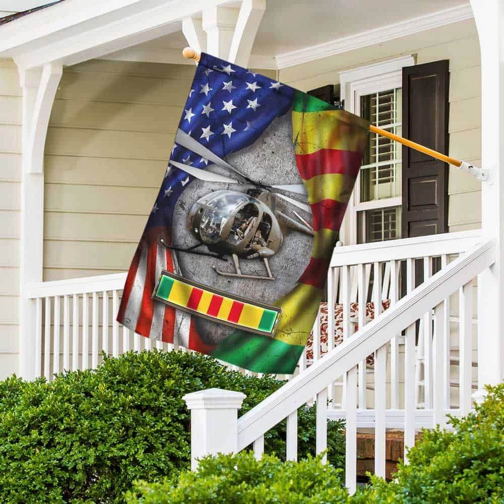 Vietnam Veteran Flag OH-6 Helicopter Never Forget DBD2687Fv5