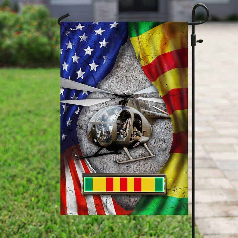 Vietnam Veteran Flag OH-6 Helicopter Never Forget DBD2687Fv5