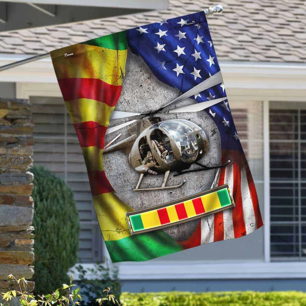 Vietnam Veteran Flag OH-6 Helicopter Never Forget DBD2687Fv5