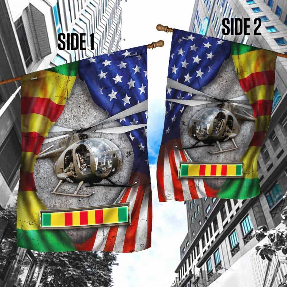 Vietnam Veteran Flag OH-6 Helicopter Never Forget DBD2687Fv5