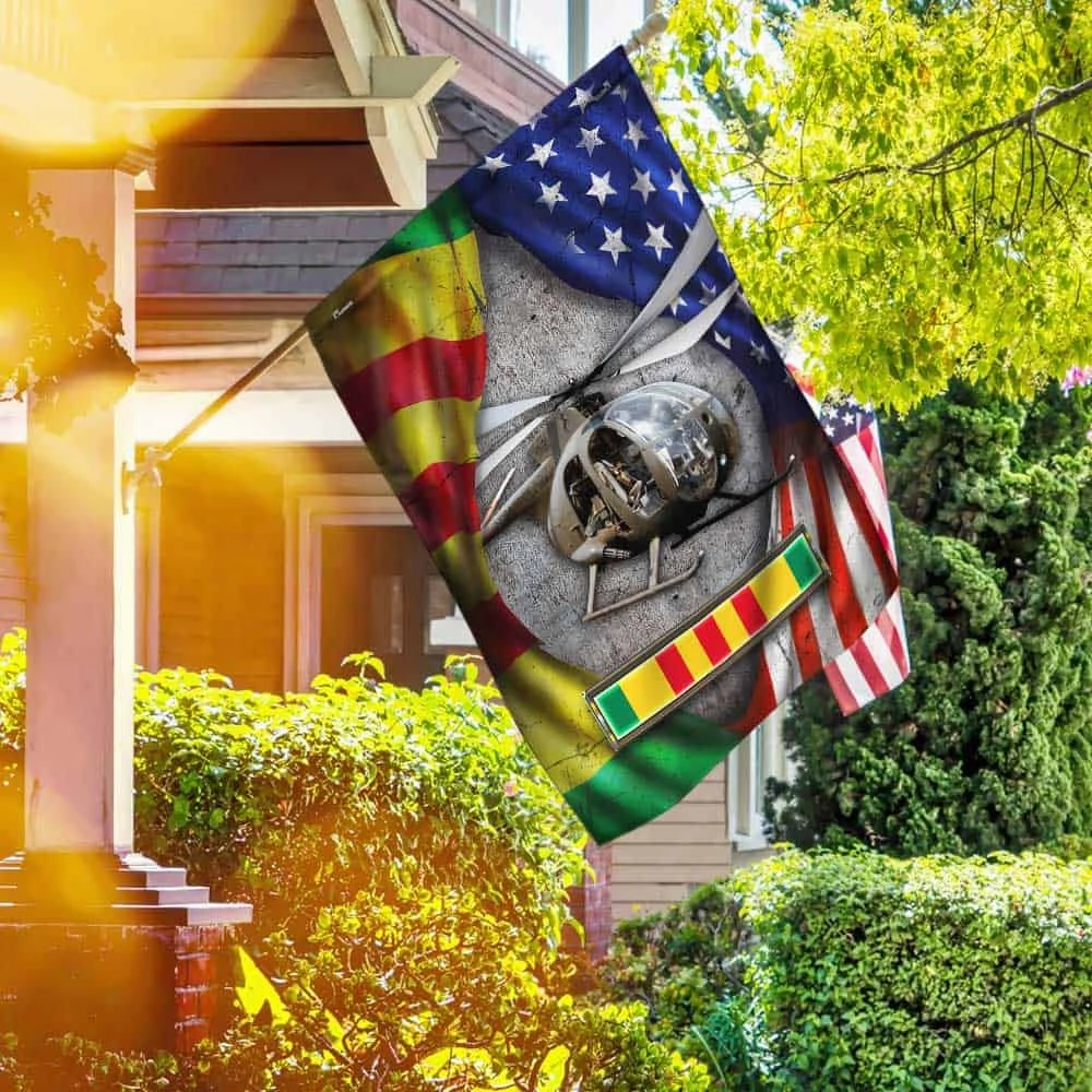 Vietnam Veteran Flag OH-6 Helicopter Never Forget DBD2687Fv5