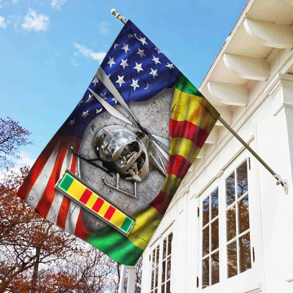 Vietnam Veteran Flag OH-6 Helicopter Never Forget DBD2687Fv5