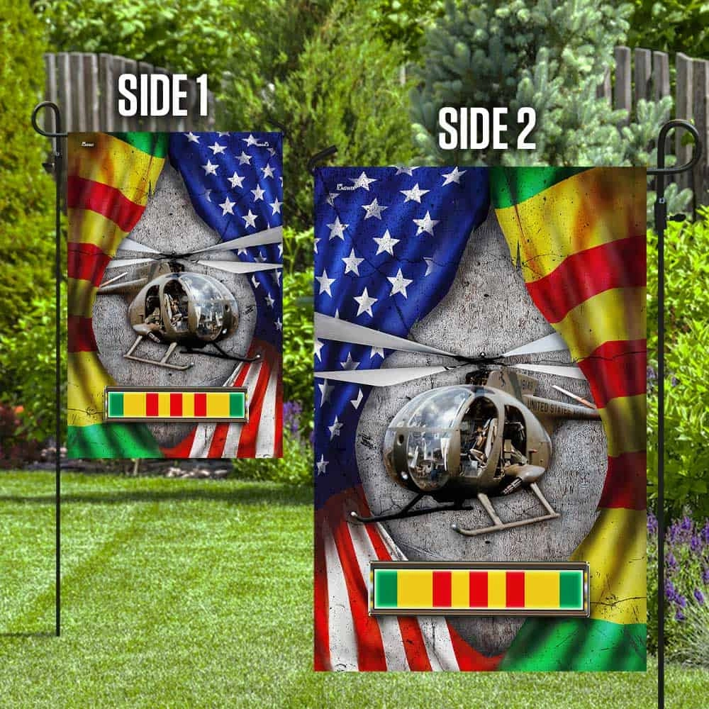 Vietnam Veteran Flag OH-6 Helicopter Never Forget DBD2687Fv5