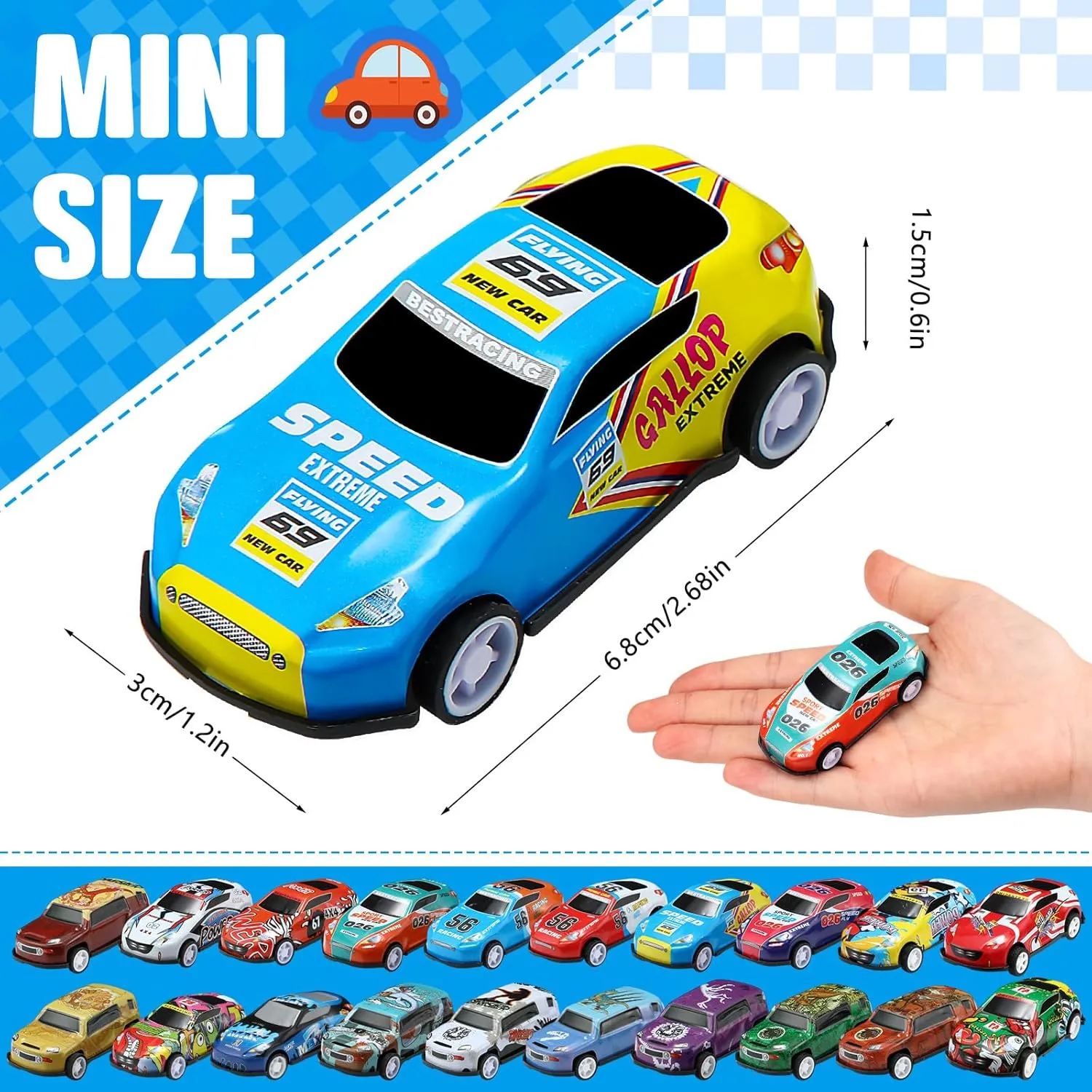 Vinsot 60pcs Pull Back Toy Cars, Mini Die Cast Race Cars Vehicles Bulk, Party Favors Car Toys, Treasure Box Toys Goodie Bag Stuffers, Christmas Birthday Party Gift for Kids Girls Boys (Style B)