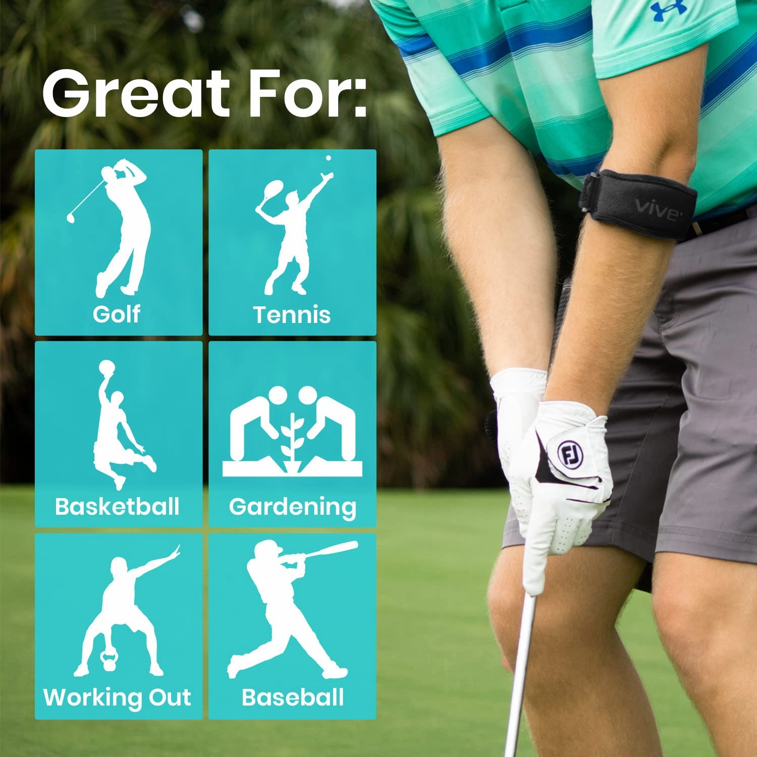 Vive Tennis Elbow Brace for Men & Women 2 Pack - Tendonitis Elbow Brace For Bursitis, Golfers Elbow, Medial Epicondylitis, Arthritis & Pain Relief - Arm Support Band, Adjustable Forearm Pain Relief (Black)