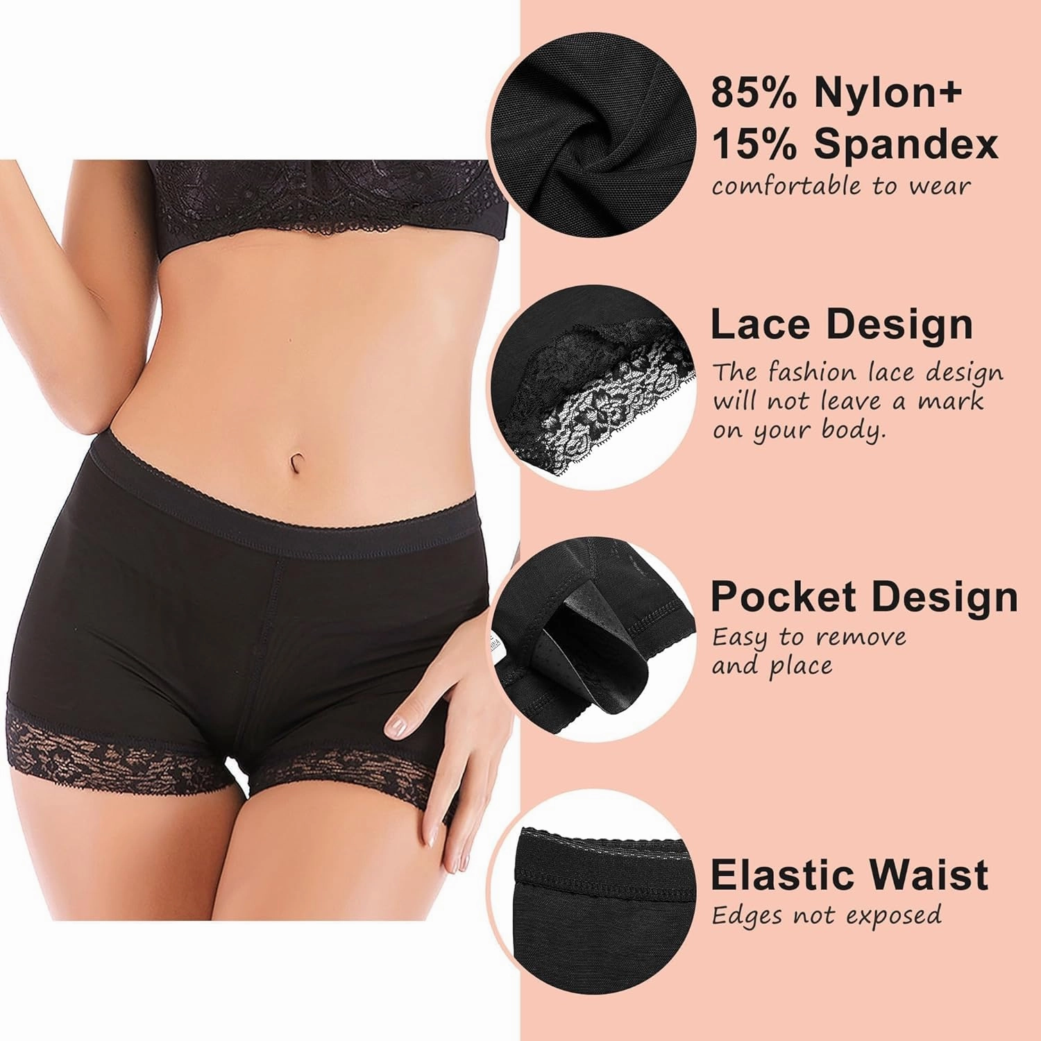 Vorcy Women Butt Pads Fake Butt Lifter Shapewear Padded Panties Hip Enhancer Pads Body Shaper Tummy Control
