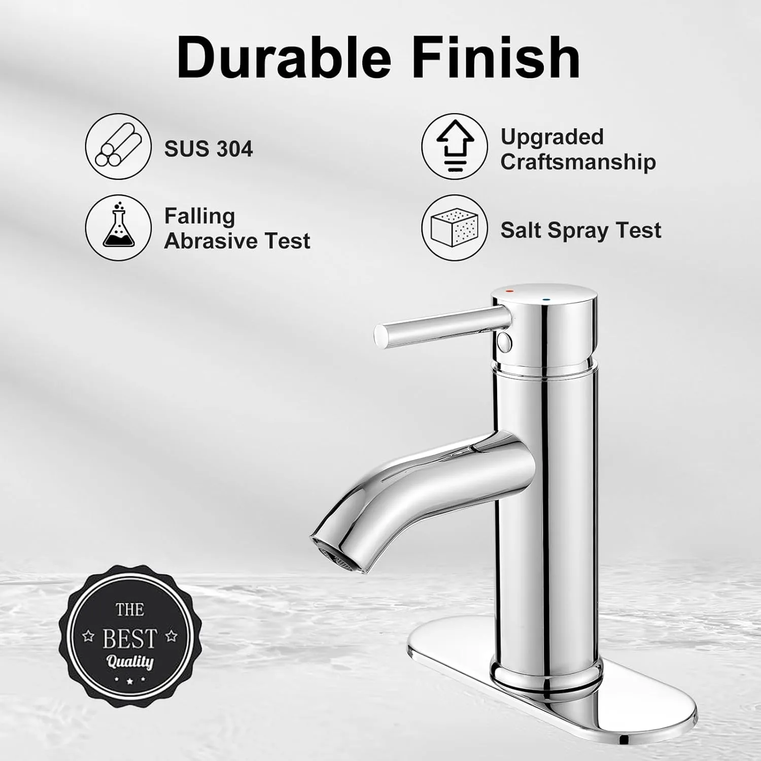 VOTON Modern Bathroom Faucet Chrome Single Handle One Hole Sink Faucet Commercial Lavatory Vanity Sink Faucet with 3/8" Hoses and Deck Plate