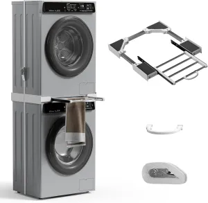 Washer Dryer Stacking Kit, Universal 29"/28"/27"/26"/25"/24"Washer and Dryer Stackable with Pull-out Drying Rack, Small Space Saving Solution Stacking Kit with Ratchet Strap