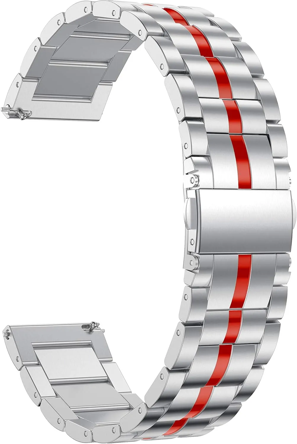 Watch Bands for Garmin Vivoactive 3, 20mm Quick Release Stainless Steel Band for Garmin Forerunner 645/245 Music, Garmin Venu, Garmin Vivomove 3 44mm, Vivomove HR/Luxe/Style 42mm-Silver&Red