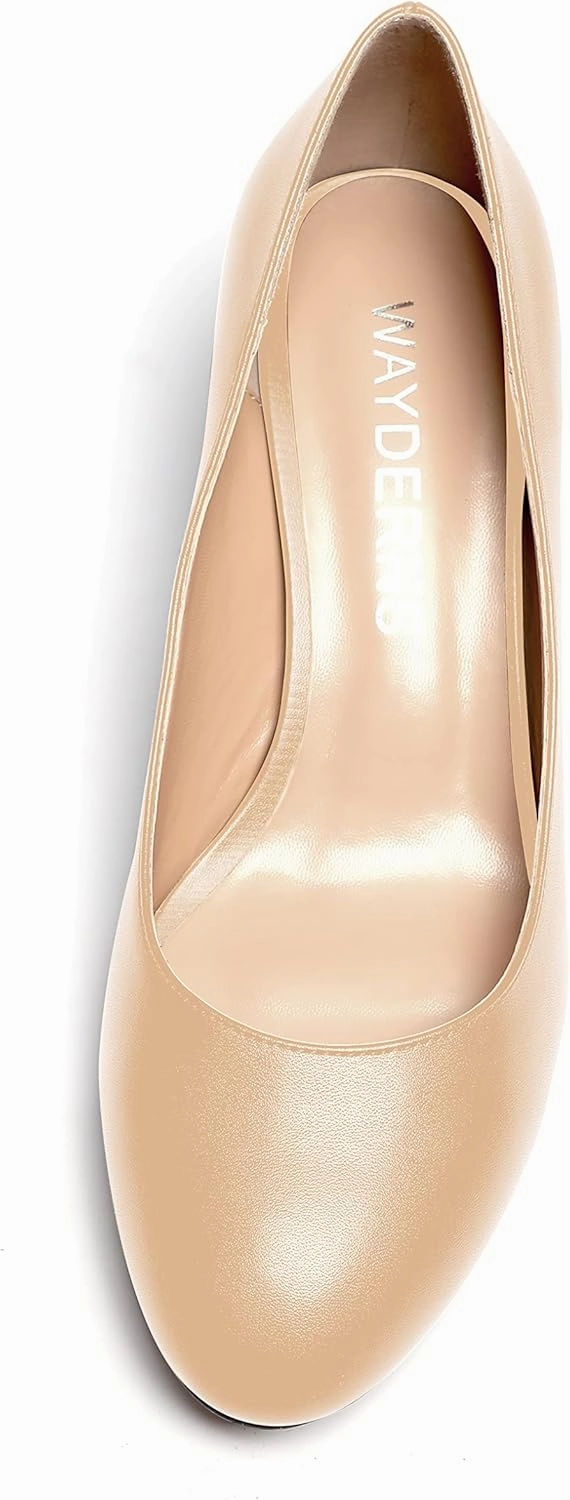 WAYDERNS Women's Matte Round Toe Slip On Block Chunky Low Heel Pumps Shoes 2 Inch