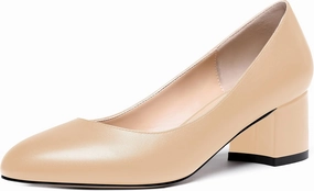 WAYDERNS Women's Matte Round Toe Slip On Block Chunky Low Heel Pumps Shoes 2 Inch