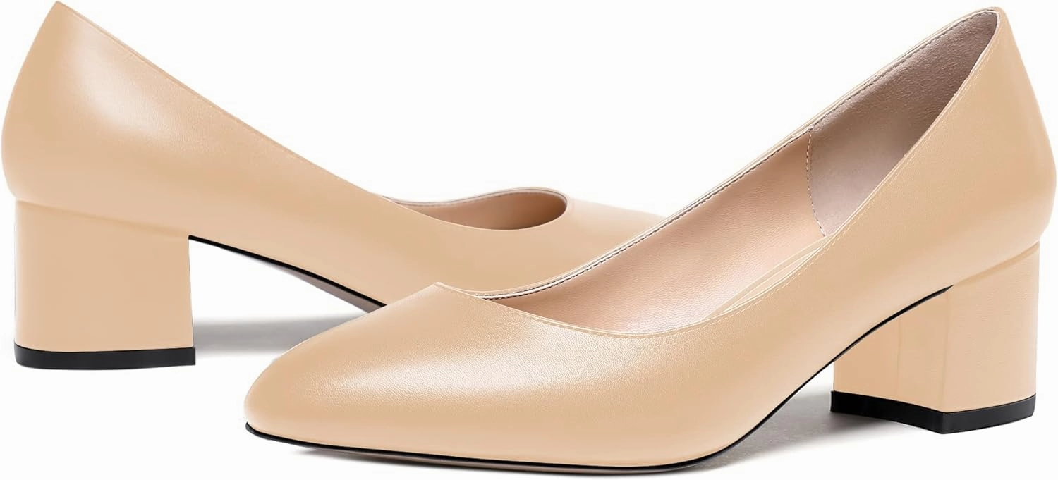 WAYDERNS Women's Matte Round Toe Slip On Block Chunky Low Heel Pumps Shoes 2 Inch