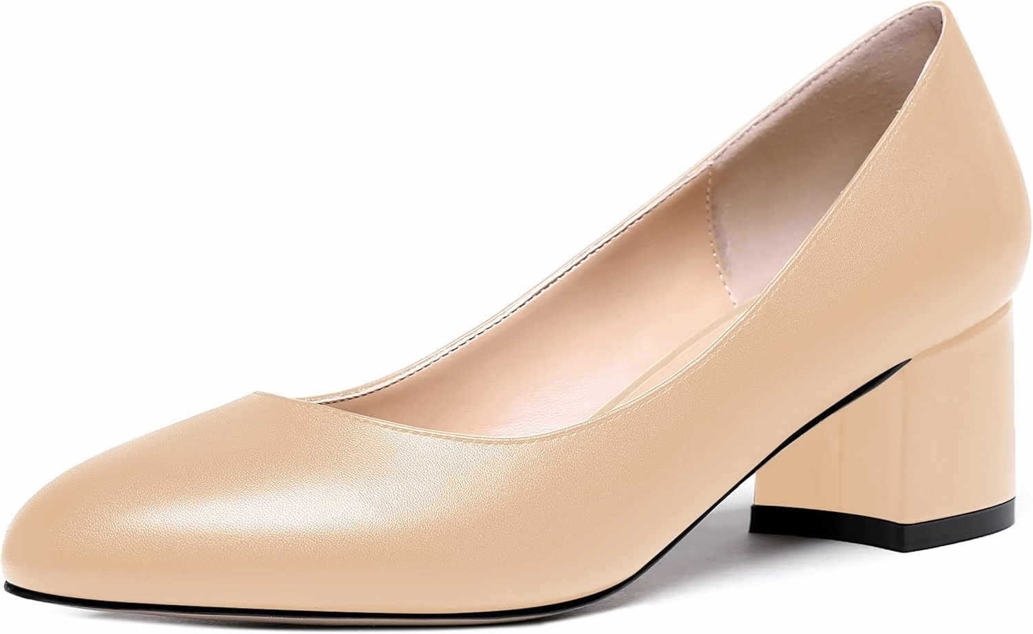 WAYDERNS Women's Matte Round Toe Slip On Block Chunky Low Heel Pumps Shoes 2 Inch