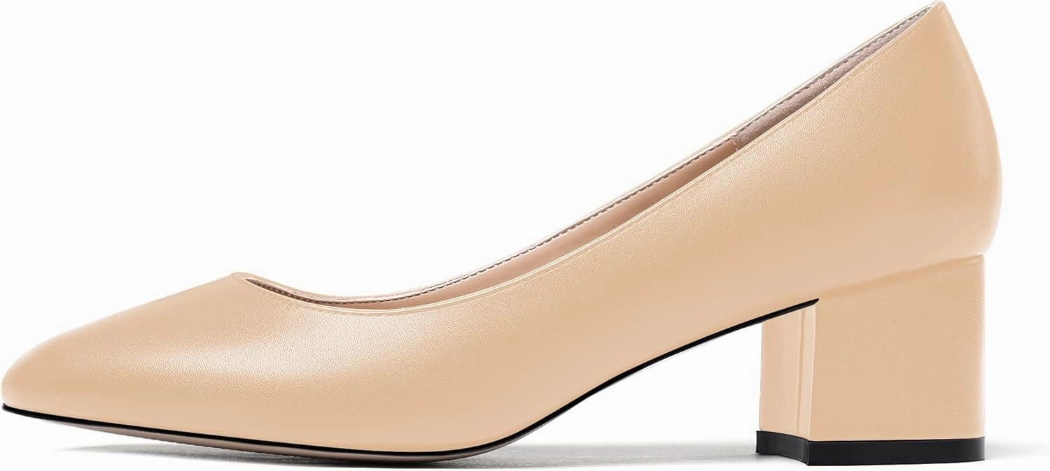 WAYDERNS Women's Matte Round Toe Slip On Block Chunky Low Heel Pumps Shoes 2 Inch