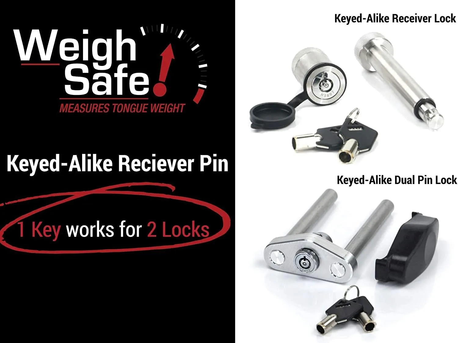 Weigh Safe Adjustable Trailer Hitch Ball Mount, 10" Adjustable Drop Hitch for 3" Receiver w/ 2 pc Keyed Alike Lock Set, Heavy Duty Aluminum Trailer Tow Hitch w/ Stainless Steel Tow Balls, 21,000 GTW