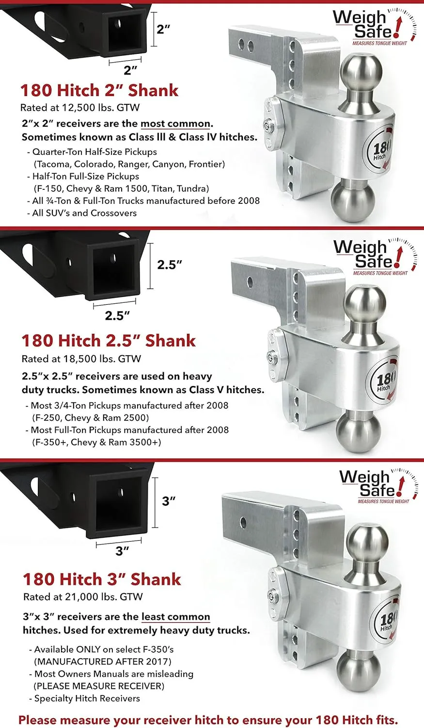 Weigh Safe Adjustable Trailer Hitch Ball Mount, 10" Adjustable Drop Hitch for 3" Receiver w/ 2 pc Keyed Alike Lock Set, Heavy Duty Aluminum Trailer Tow Hitch w/ Stainless Steel Tow Balls, 21,000 GTW