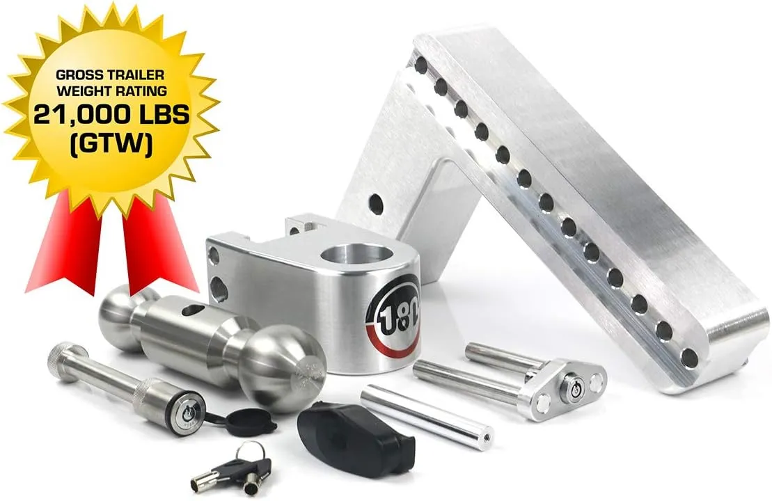 Weigh Safe Adjustable Trailer Hitch Ball Mount, 10" Adjustable Drop Hitch for 3" Receiver w/ 2 pc Keyed Alike Lock Set, Heavy Duty Aluminum Trailer Tow Hitch w/ Stainless Steel Tow Balls, 21,000 GTW
