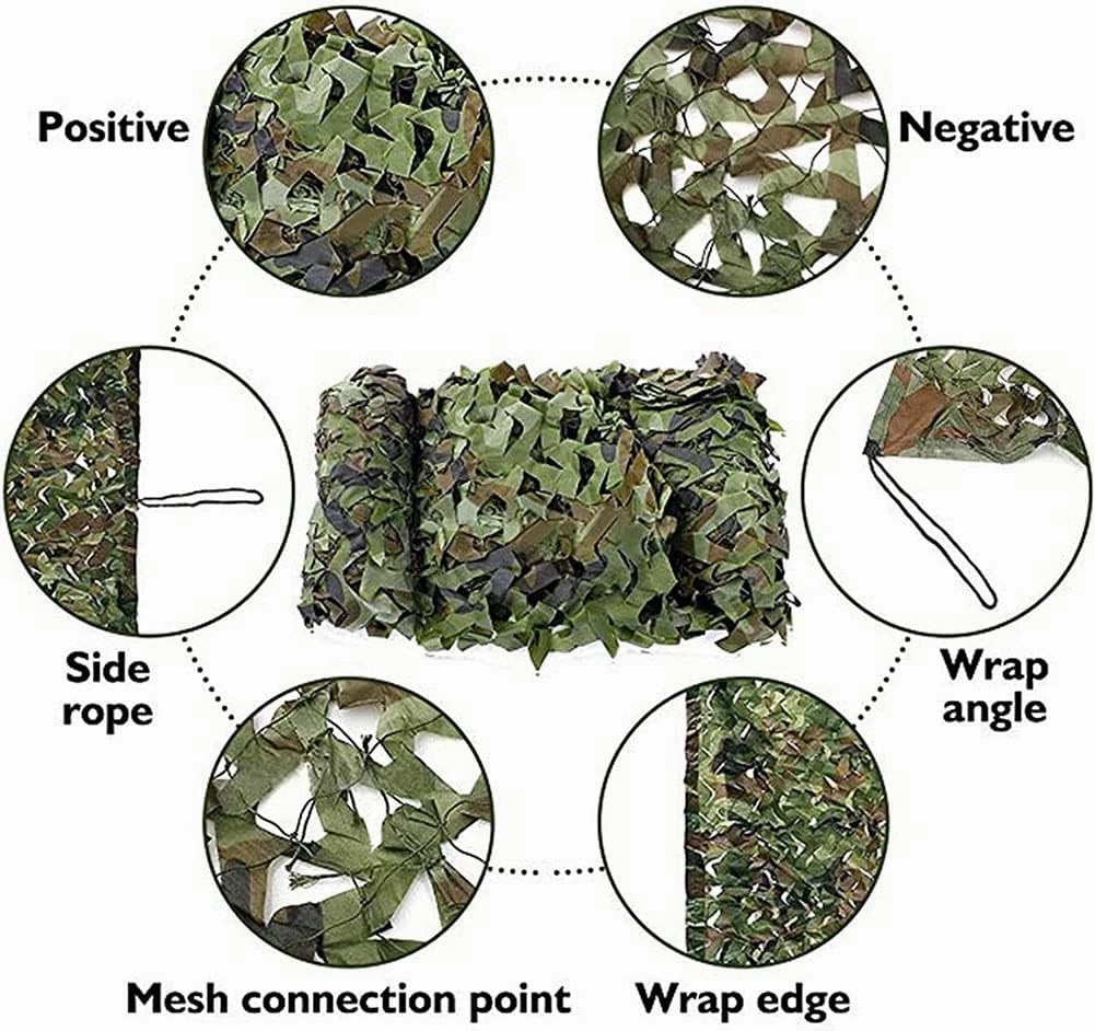 WHFTD Camouflage Netting - Camo Mosquito Nettings - Woodland Net Mesh for Covering Hunting Shooting Blind Watching Hide Party Decorations,10×15m/32.8×49.2ft