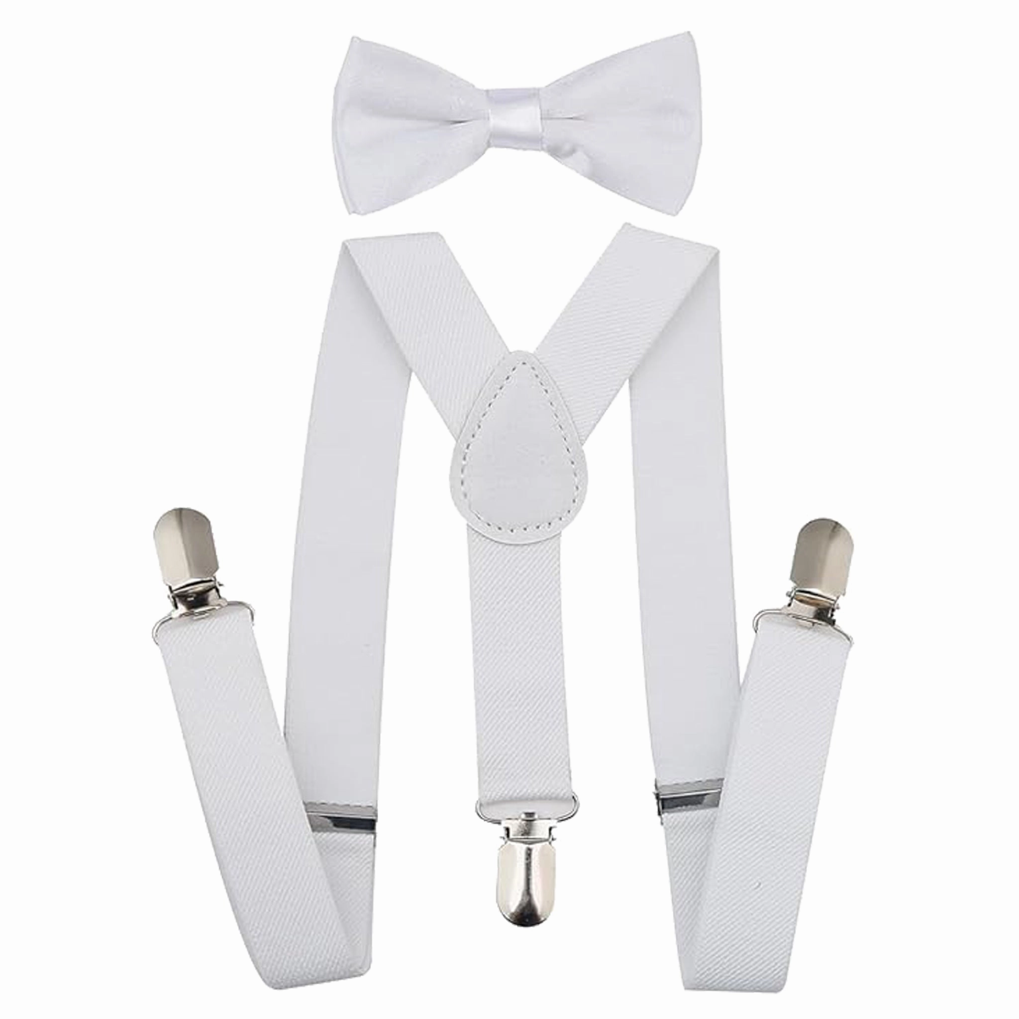 White Suspenders & Bow Tie