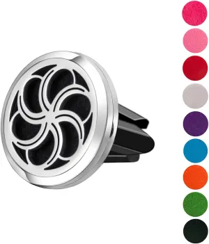 Wild Essentials Swirl Essential Oil Car Vent Diffuser, Stainless Steel Locket Pendant With 8 Color Refill Pads, Customizable Color Changing Air Freshener for Aromatherapy
