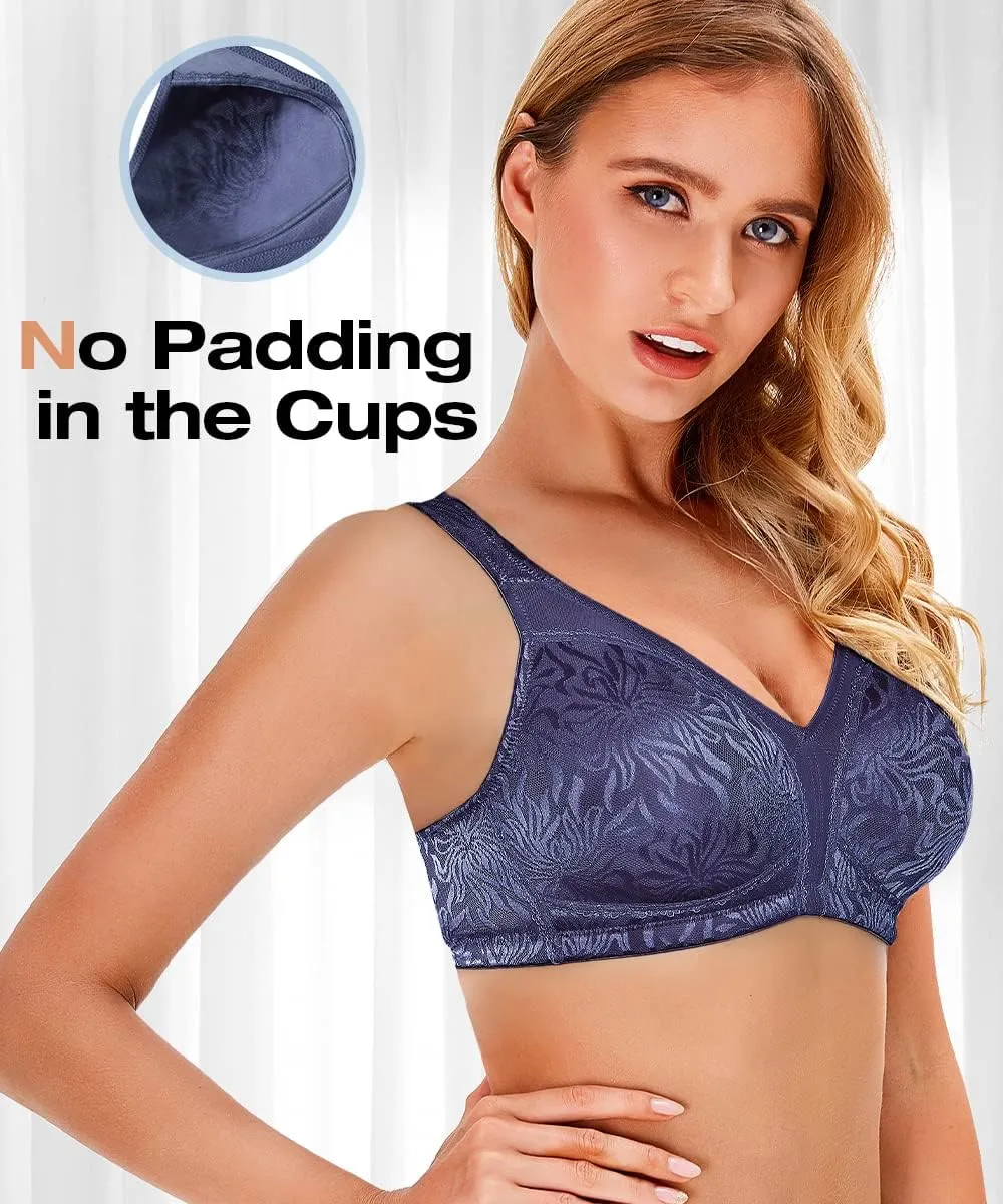 Wingslove Women's Wireless Minimizer Bra Plus Size Non-Padded Soft Full Figure Bra