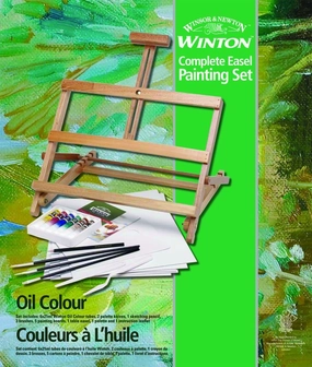 Winsor and Newton 20 Piece Complete Oil Color Painting Set with Adjustable Easel