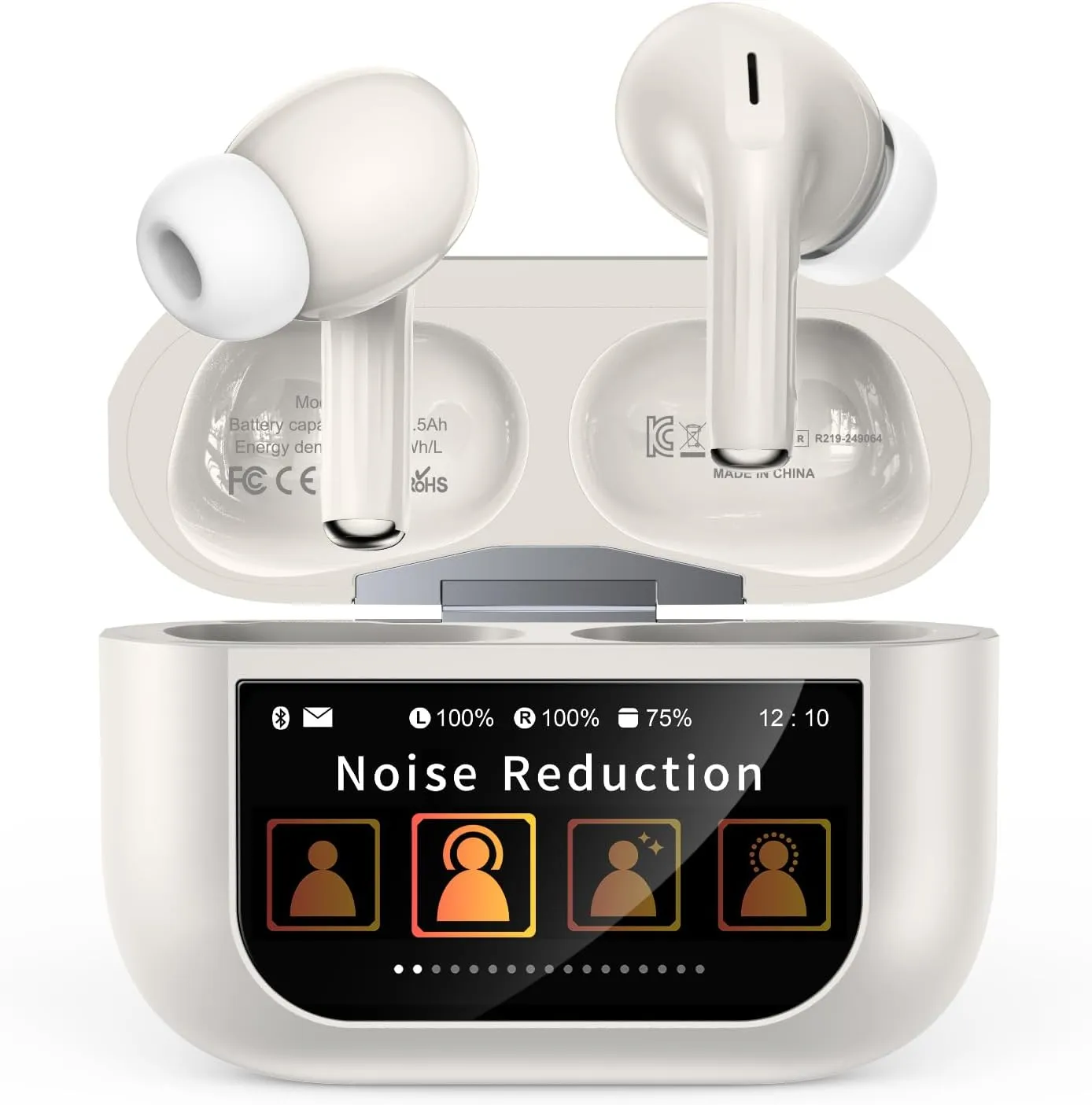 Wireless Earbuds, Bluetooth Ear Buds 5.4 Headphones LED Touch Screen with 5 EQ Modes, 48H Headphones Wireless Noise with ANC Noise Cancelling, Deep Bass Stereo for Laptop, Android/iOS, Pad-Rice