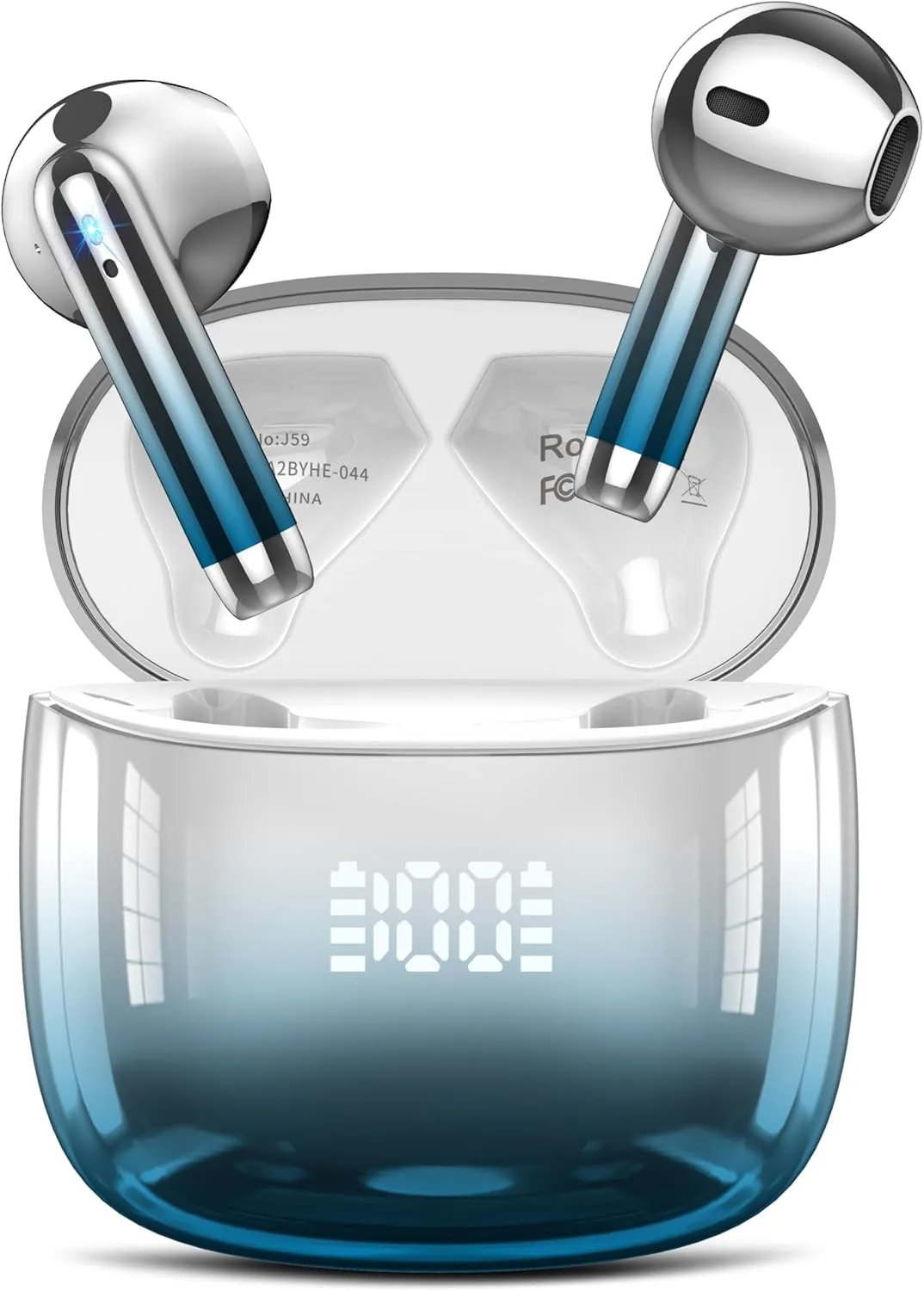 Wireless Earbuds, Bluetooth Headphones 48H Playtime Ear Buds with LED Power Display, IPX7 Waterproof Bluetooth 5.4 Earphones in-Ear Earbuds with 4 Mic for Android iOS Cell Phone Laptop, Light blue