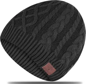Wireless Music Hat Beanie for Men Women Wireless Headset Headphones Audio Boys Girls Winter Cap with Speaker Mic Hands Free Outdoor Sport Stereo Earphone Earpieces Warm Black