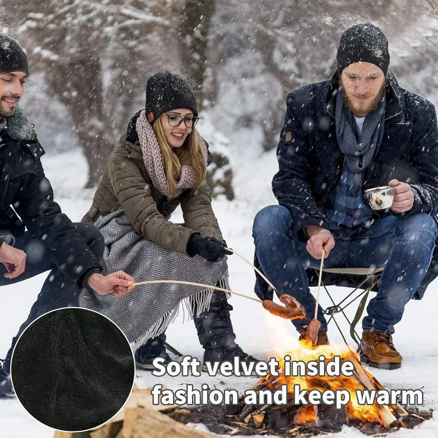 Wireless Music Hat Beanie for Men Women Wireless Headset Headphones Audio Boys Girls Winter Cap with Speaker Mic Hands Free Outdoor Sport Stereo Earphone Earpieces Warm Black