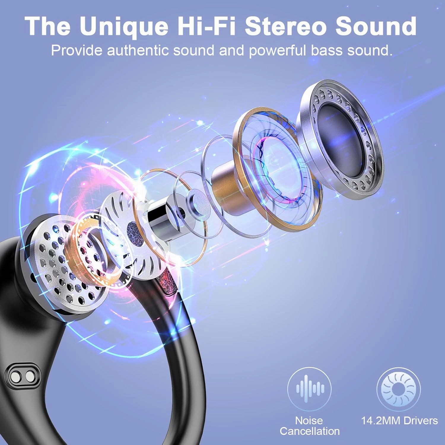 Wireless Earbud Bluetooth 5.4 Headphones 75Hrs Playtime, 2025 Bluetooth Earbuds Deep Bass Noise Cancelling Mic, Over Ear Bud with Sport Earhooks, IPX7 Waterproof Wireless Earphones for Workout/Running