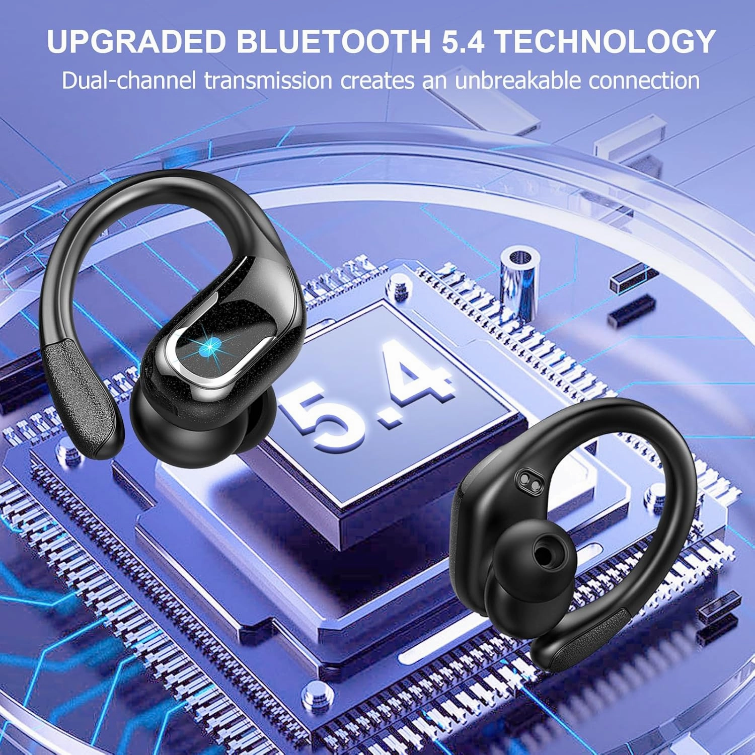 Wireless Earbud Bluetooth 5.4 Headphones 75Hrs Playtime, 2025 Bluetooth Earbuds Deep Bass Noise Cancelling Mic, Over Ear Bud with Sport Earhooks, IPX7 Waterproof Wireless Earphones for Workout/Running