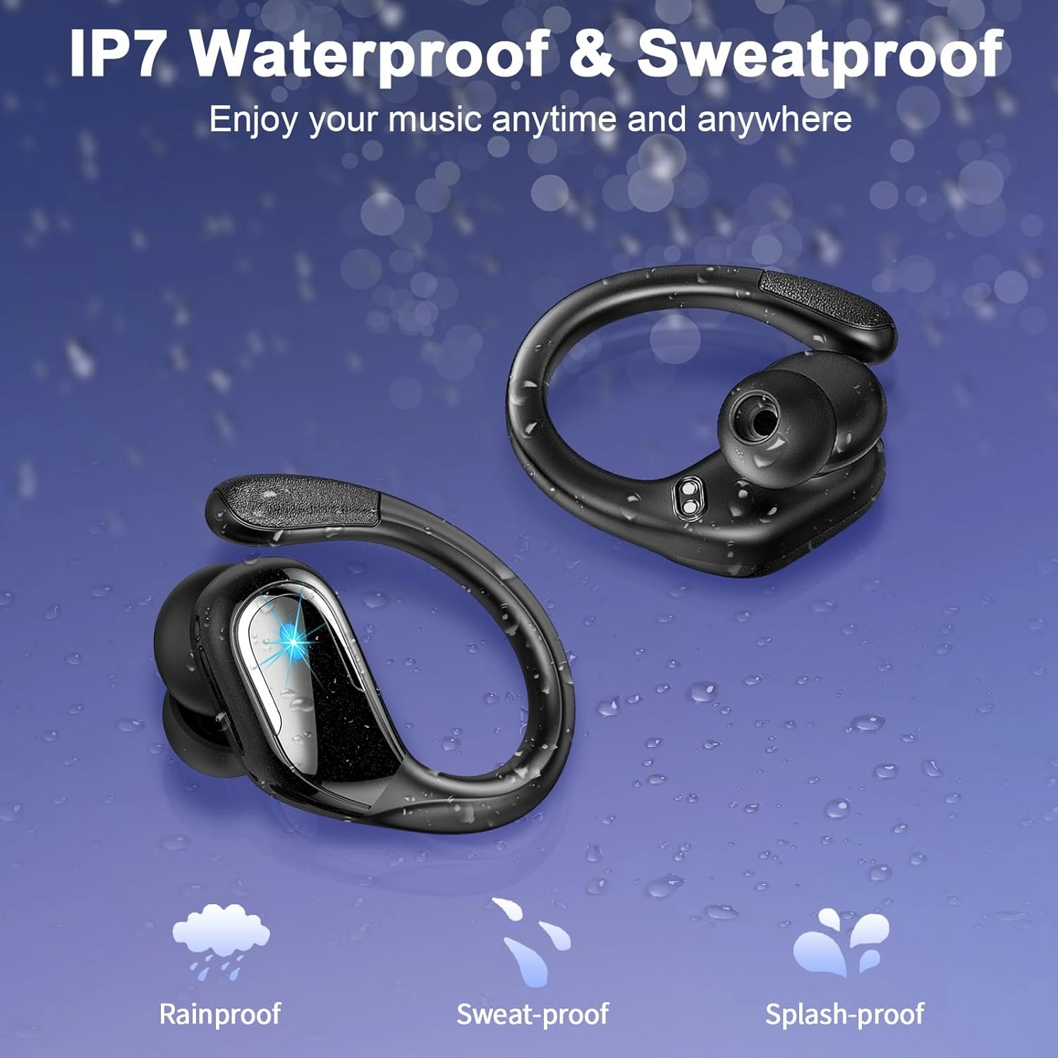 Wireless Earbud Bluetooth 5.4 Headphones 75Hrs Playtime, 2025 Bluetooth Earbuds Deep Bass Noise Cancelling Mic, Over Ear Bud with Sport Earhooks, IPX7 Waterproof Wireless Earphones for Workout/Running