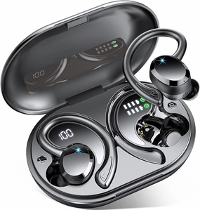 Wireless Earbud Sport, Bluetooth 5.3 Headphone Bass Hi-Fi Stereo Over Ear Buds, 48Hrs Noise Cancelling Headset with Earhook, IP7 Waterproof in-Ear Earphone Workout Running for Laptop Pad Android iOS