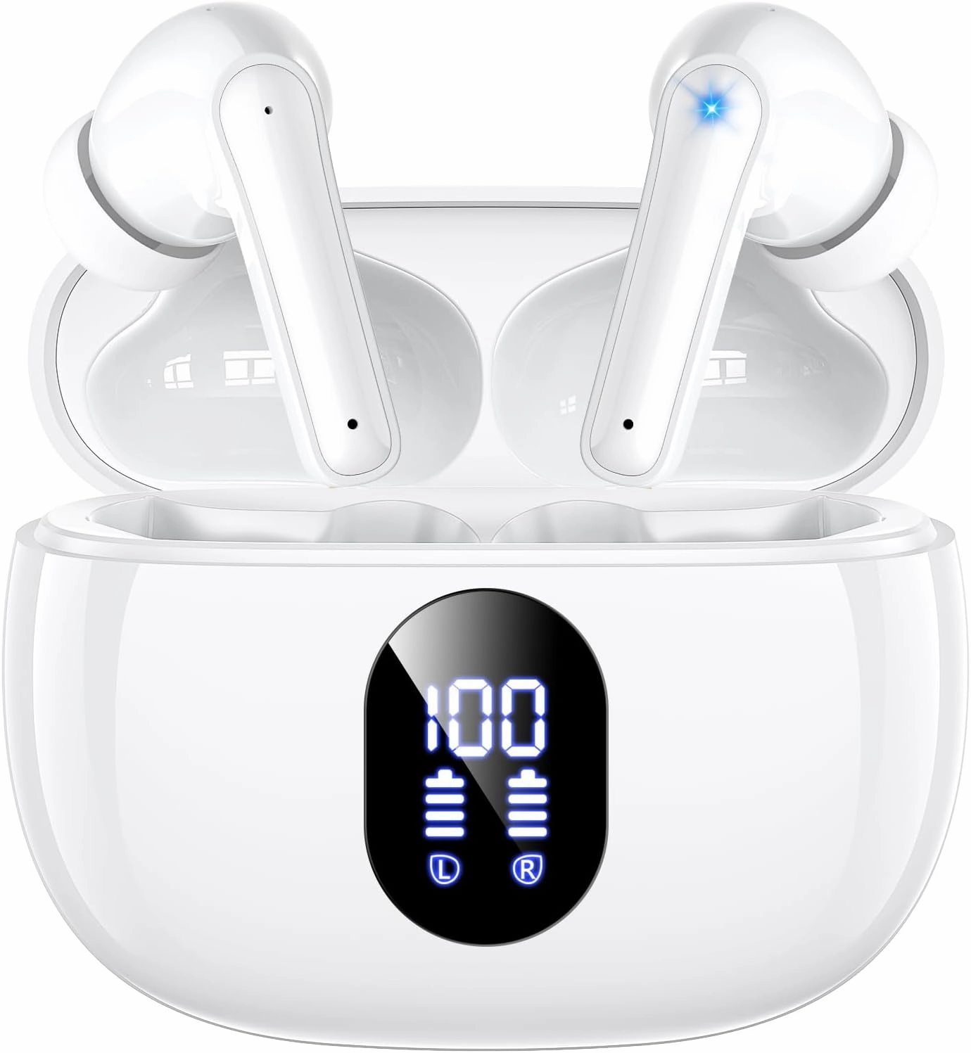 Wireless Earbuds, 2025 Ear Buds with Big Bass Stereo Sound, Lightweight Bluetooth Earbuds with 48 Hours Playtime, in-Ear Fit Earphones, IPX7, Hands-Free Calls with AI for iPhone, Android, Pad