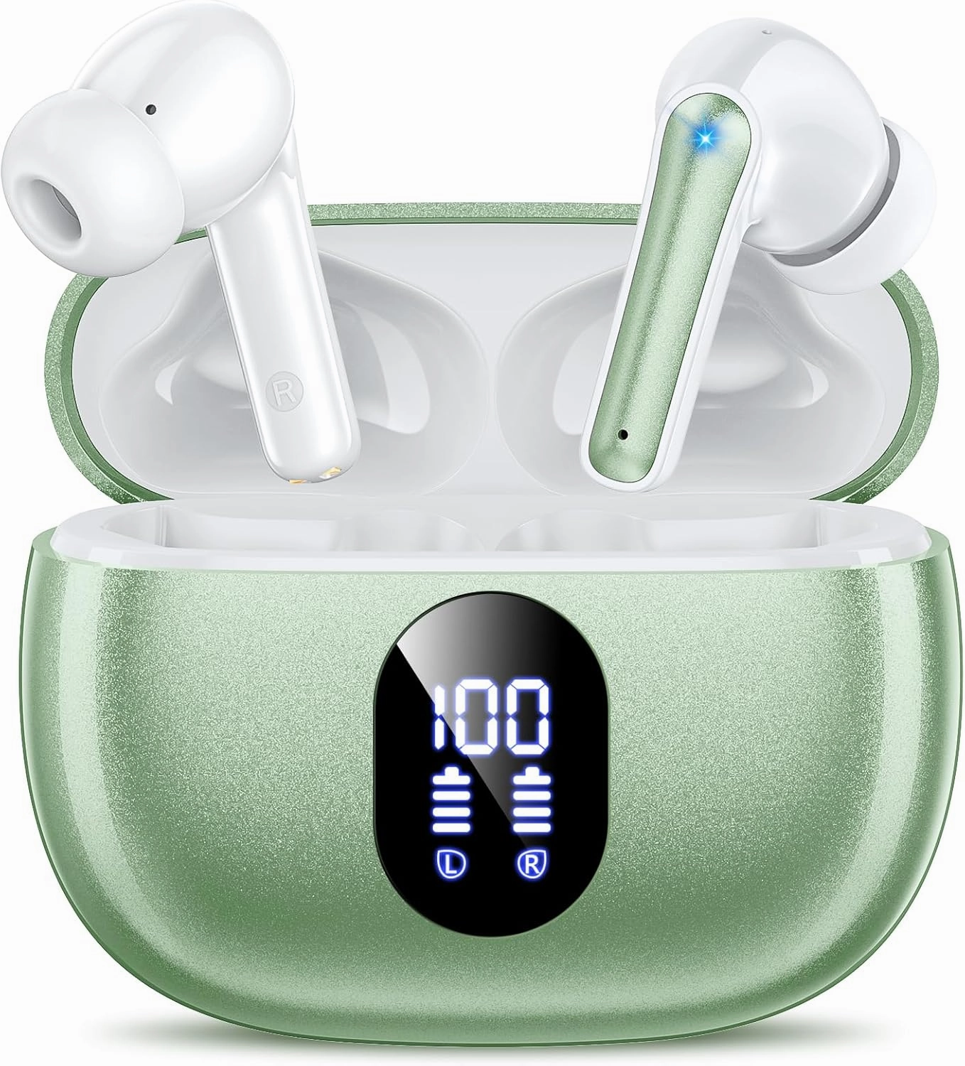 Wireless Earbuds, 2025 Ear Buds with Big Bass Stereo Sound, Lightweight Bluetooth Earbuds with 48 Hours Playtime, in-Ear Fit Earphones, IPX7, Hands-Free Calls with AI for iPhone, Android, Pad