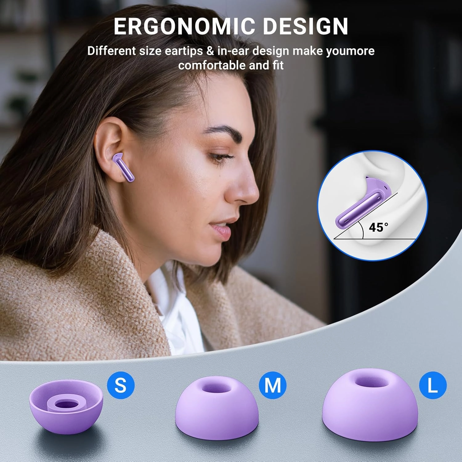 Wireless Earbuds, 2025 Wireless Headphones HiFi Stereo Earphones with 4 ENC Noise Canceling Mic, 42Hs Playtime In Ear Earbud, Bluetooth 5.3 Sport Earphones with LED Power Display for Android iOS