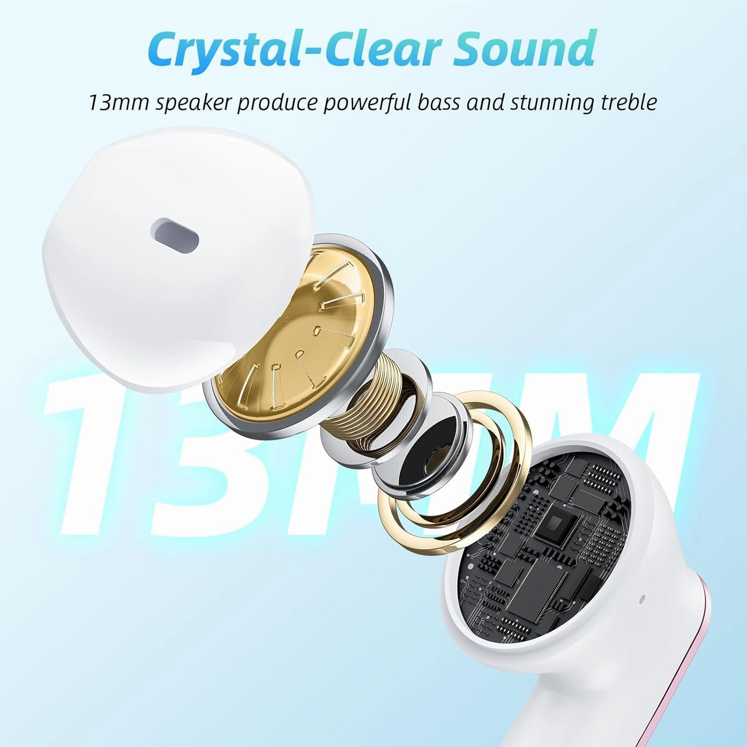 Wireless Earbuds 40H Playtime 8H Continuous Playtime Bluetooth Ear Buds, IPX6 Waterproof Stereo Sound Bluetooth Wireless Headphones with Microphone and Charging Case for iOS Android Sports Pink