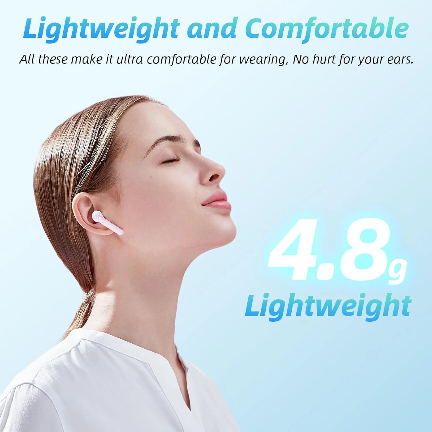 Wireless Earbuds 40H Playtime 8H Continuous Playtime Bluetooth Ear Buds, IPX6 Waterproof Stereo Sound Bluetooth Wireless Headphones with Microphone and Charging Case for iOS Android Sports Pink