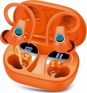 Wireless Earbuds, Sport Headphones Bluetooth 5.3, Ear buds Wireless Earbuds Bluetooth, 50H Playtime HD Stereo Noise Cancelling Earbud, Dual LED Display, IP7 Waterproof Running Earphones, Pure Orange