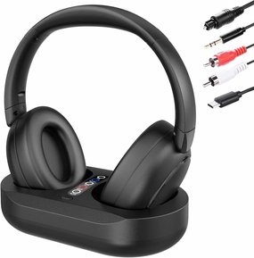 Wireless Headphones for TV Watching with Charging Dock, Easy Setup & Comfortable Fit for Seniors, No Audio Delay Blutooth Headphones Headset (Black)