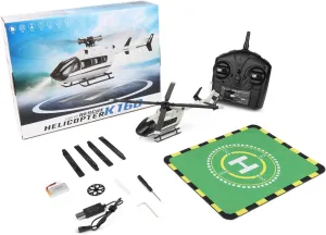 WL-K160 RC Helicopter, EC-145 160-Class 2.4G 4CH 4-Propeller Flybarless Scale RC Helicopter Model with Adjustable Left/Right-Hand Throttle, Gift for Adults