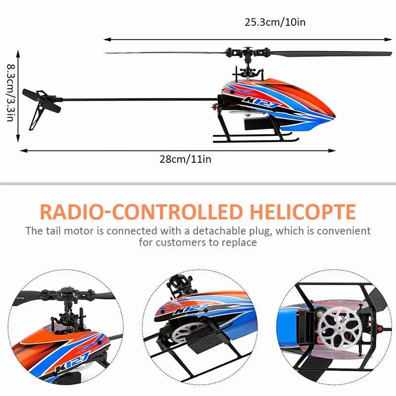 WLtoys K127 RC Helicopters 2.4Ghz 4CH 6-Aixs Gyroscope Single Blade Propellor Helicotper For Kids Gift RC Toys