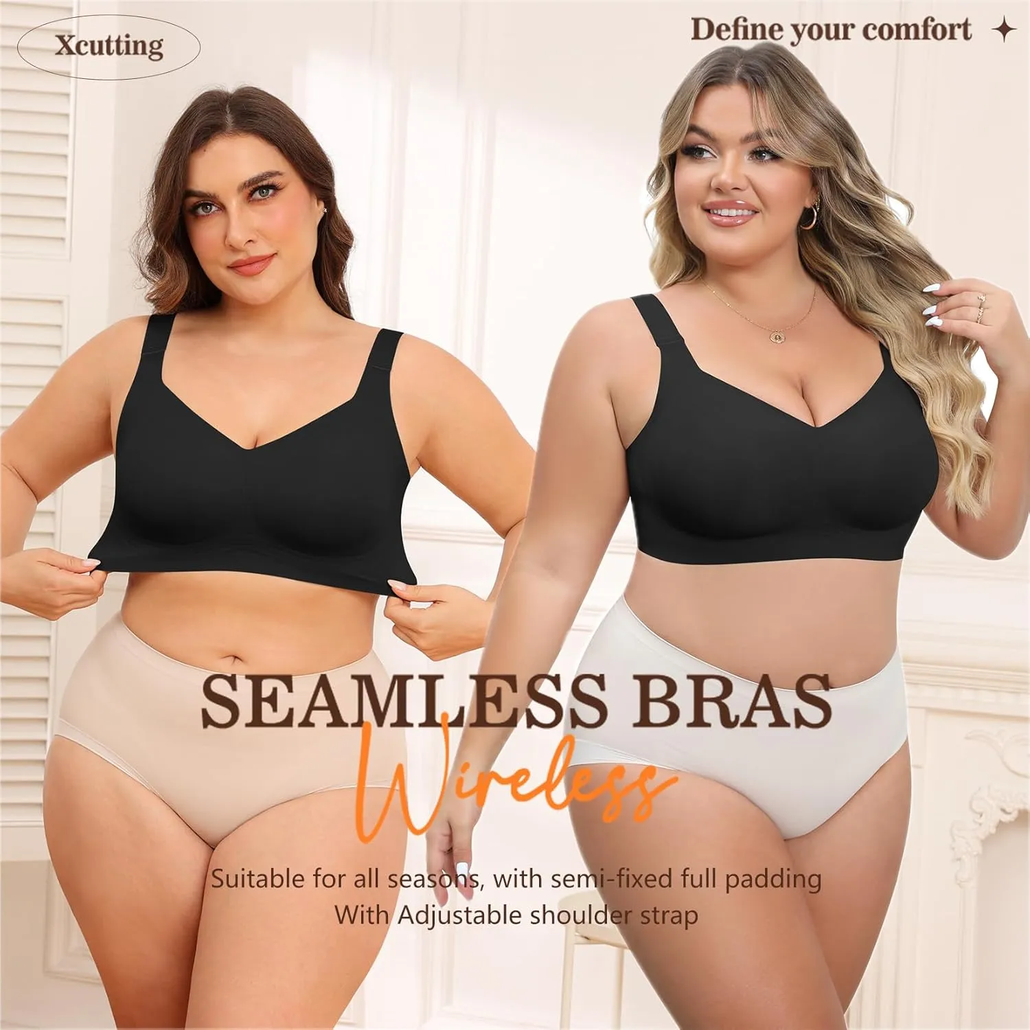 Women Wirefree Bras for Women Full Coverage No Underwire Everyday Bras Comfortable Wireless Padded Bras