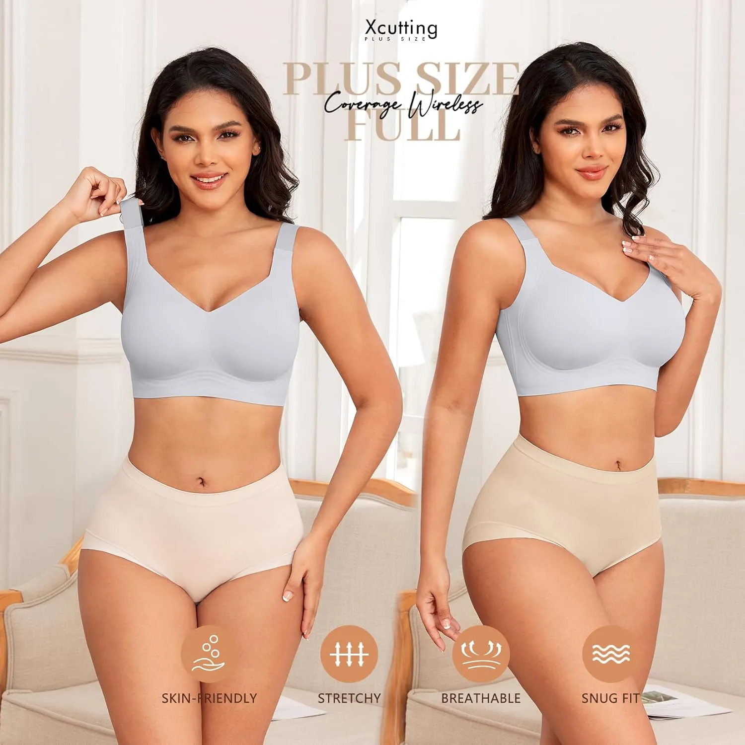 Women Wirefree Bras for Women Full Coverage No Underwire Everyday Bras Comfortable Wireless Padded Bras