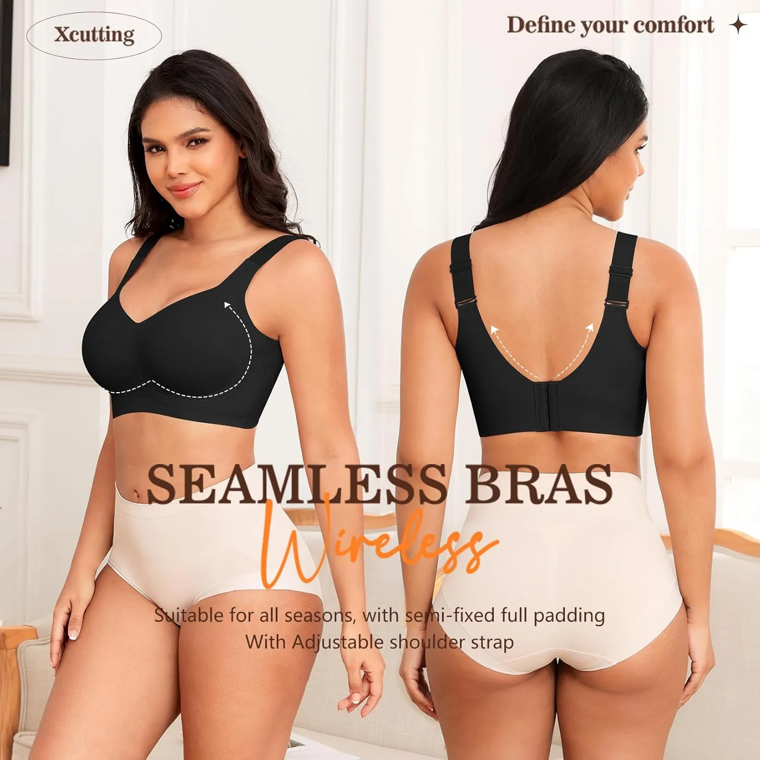 Women Wirefree Bras for Women Full Coverage No Underwire Everyday Bras Comfortable Wireless Padded Bras
